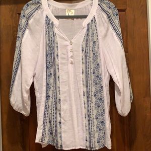 White and Blue Sheer Tunic